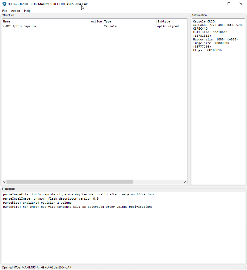 Opening BIOS file in UEFITool